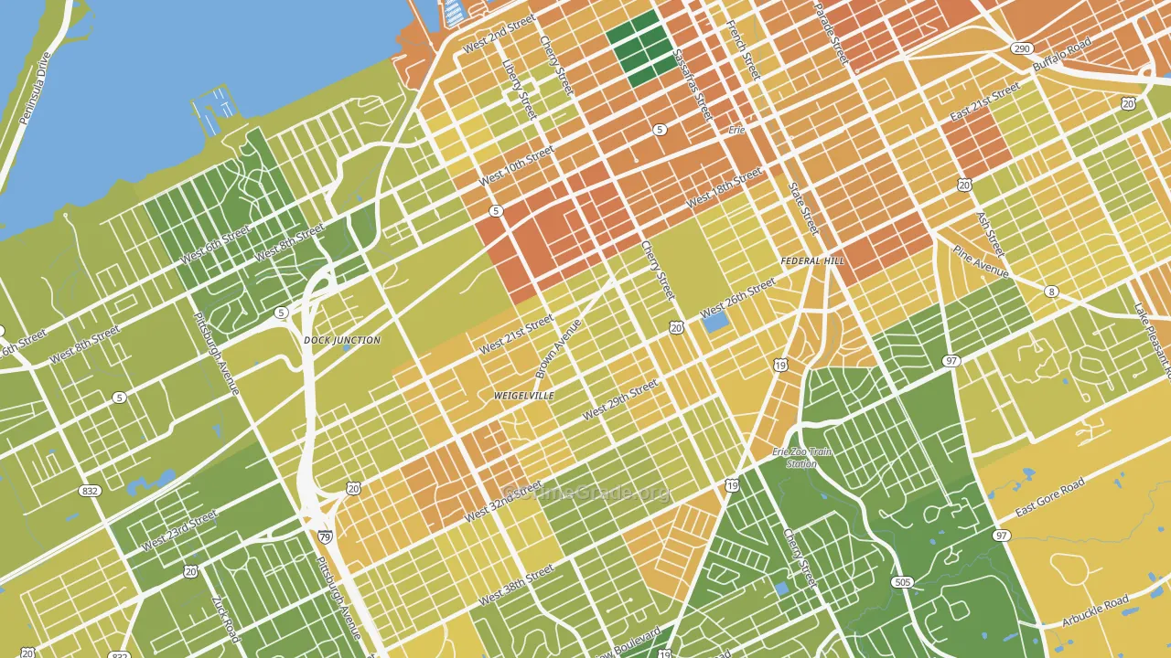 West Side Squires, Erie, PA Map of Murder Rates