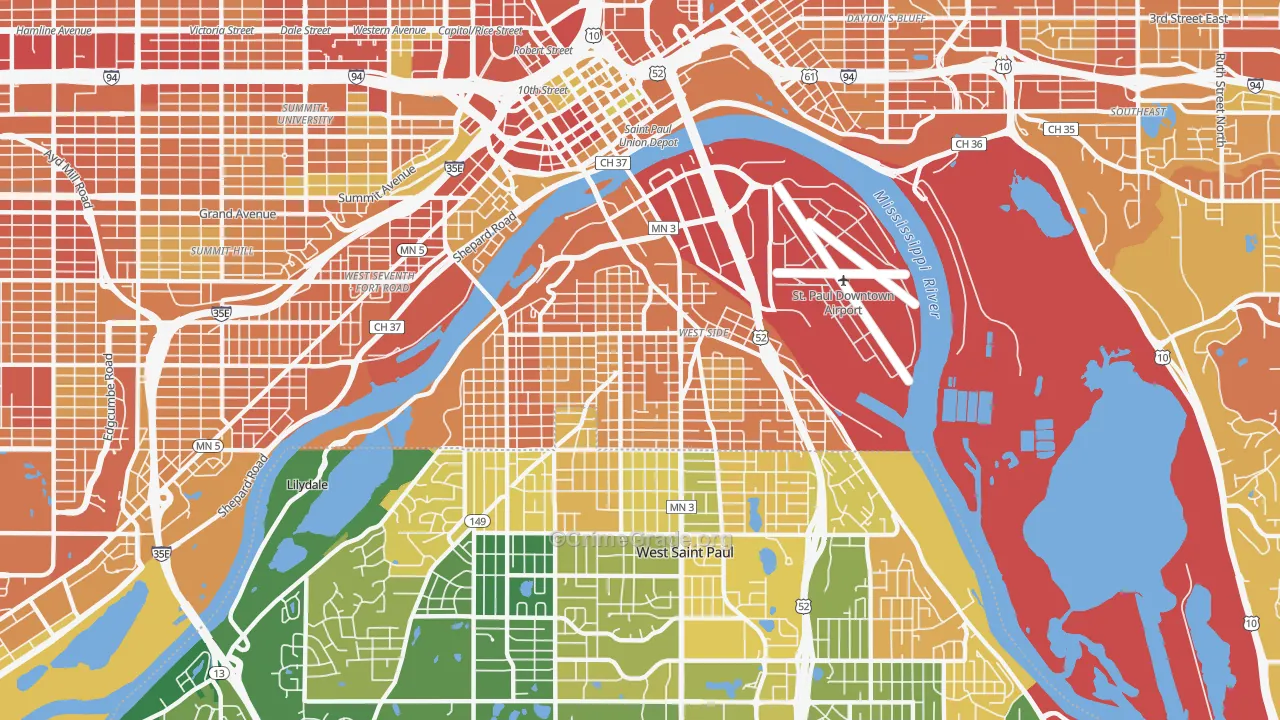 West Side, St. Paul, MN Map of Murder Rates