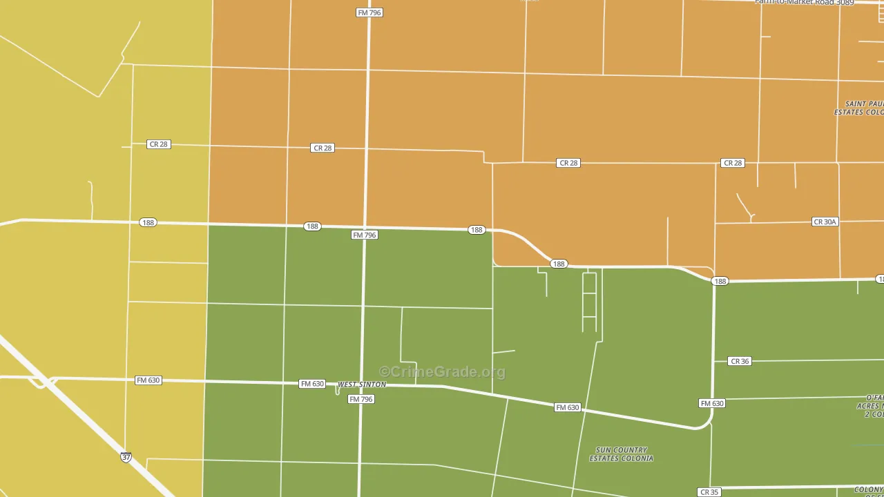 West Sinton, TX Map of Murder Rates