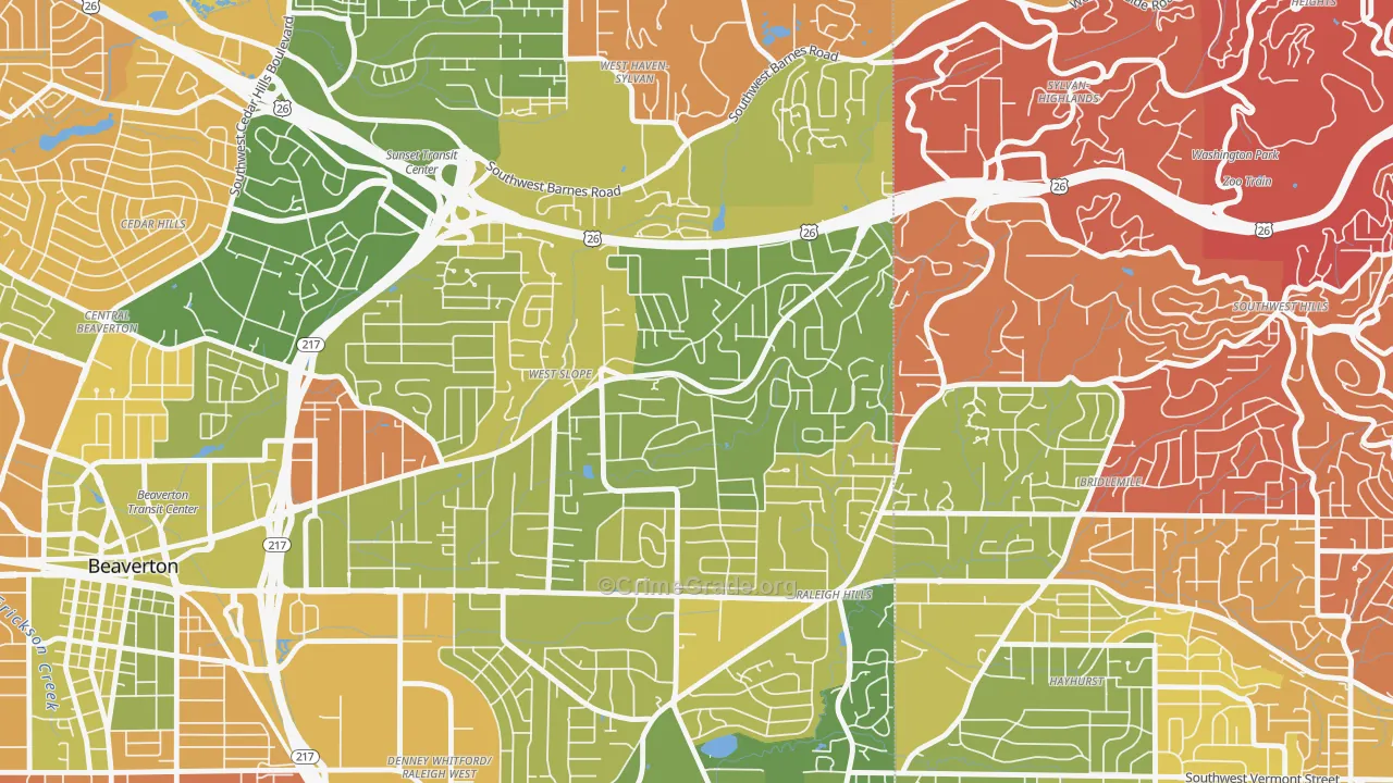 West Slope, Beaverton, OR Map of Murder Rates