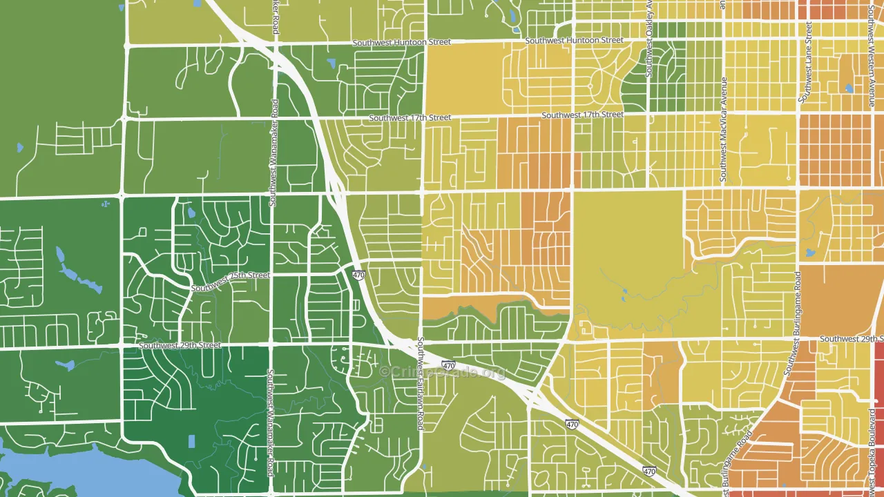 West Southwest 3, Topeka, KS Map of Murder Rates