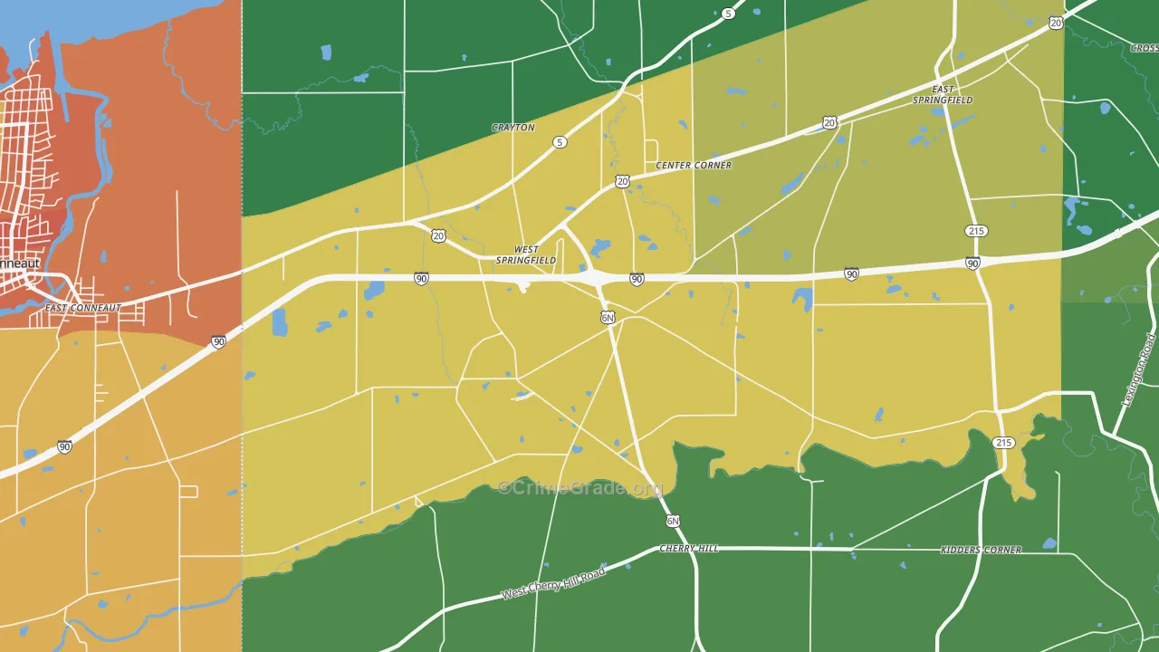 West Springfield, PA Map of Murder Rates