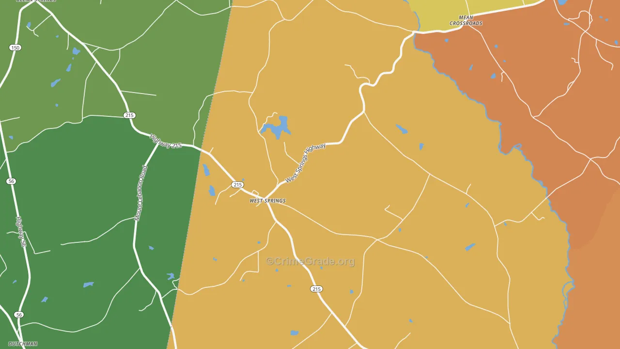 West Springs, SC Map of Murder Rates