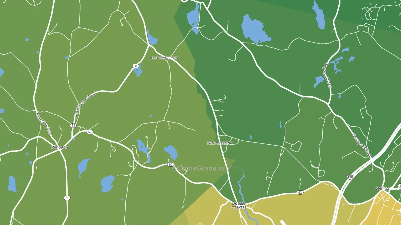 West Sterling, MA Map of Murder Rates