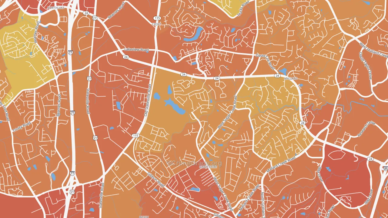 West Sugar Creek, Charlotte, NC Map of Murder Rates