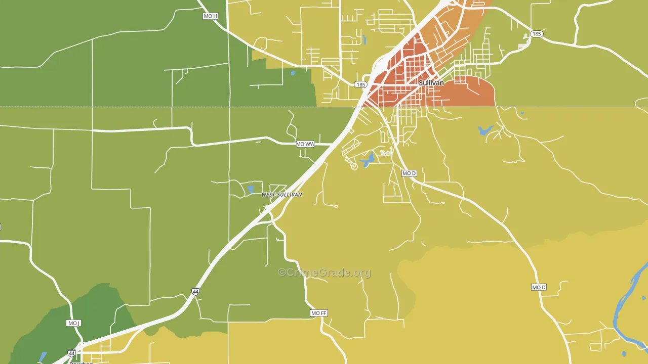 West Sullivan, MO Map of Murder Rates