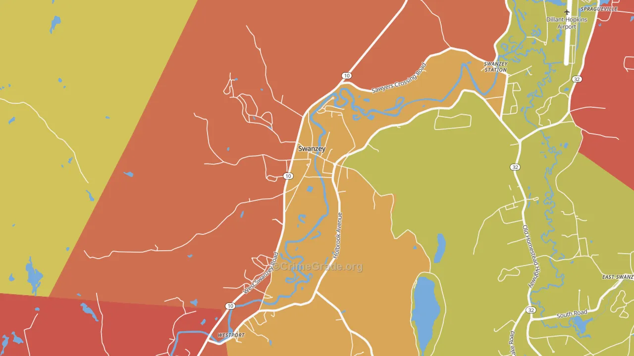 West Swanzey, NH Map of Murder Rates
