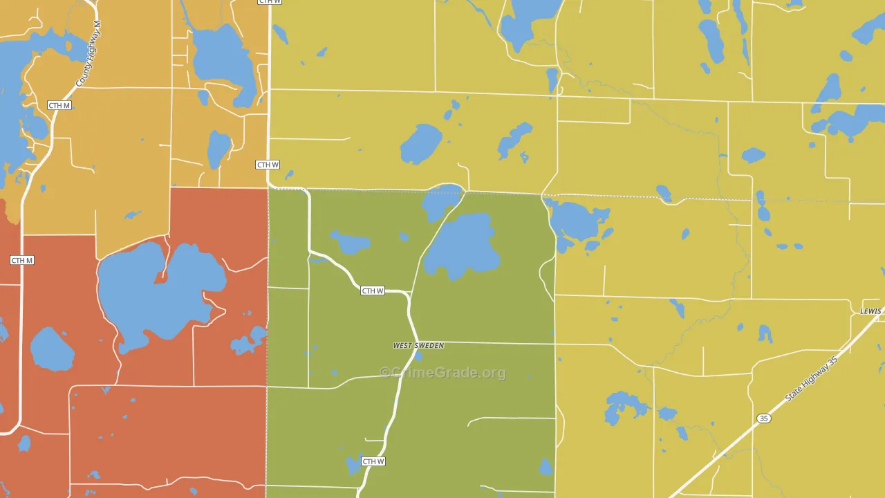 West Sweden, WI Map of Murder Rates