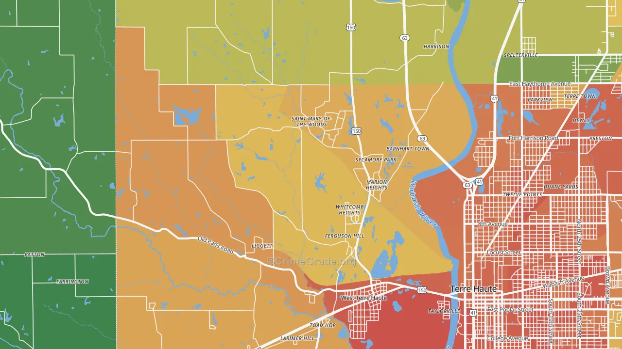 West Terre Haute, IN Map of Murder Rates