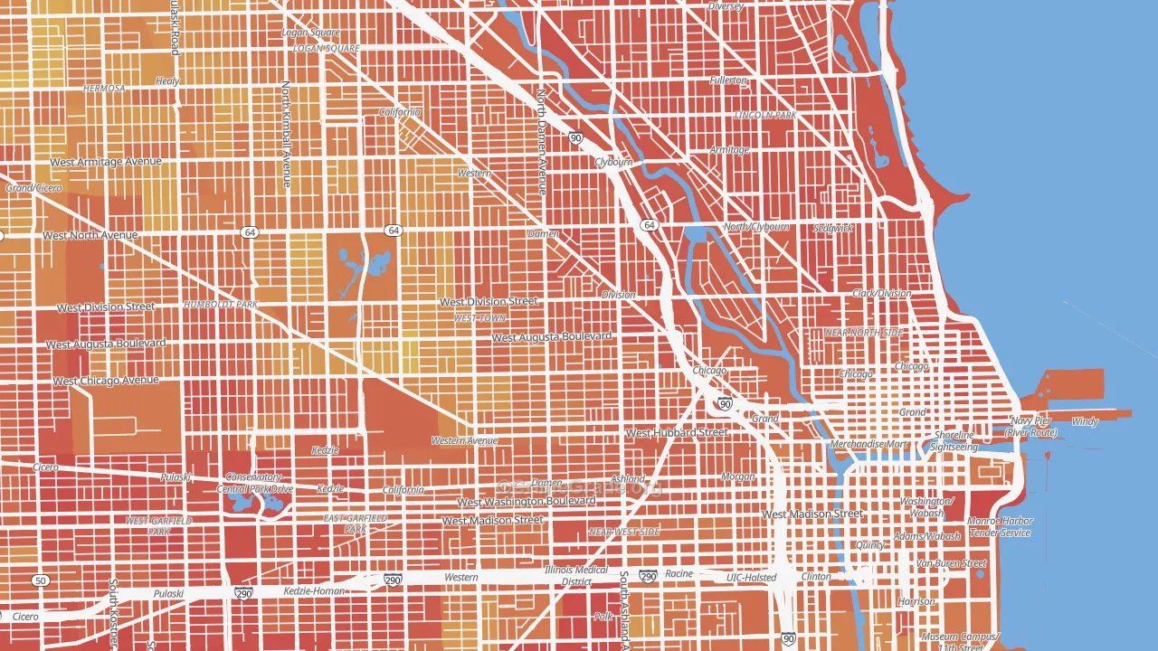 West Town, Chicago, IL Map of Murder Rates