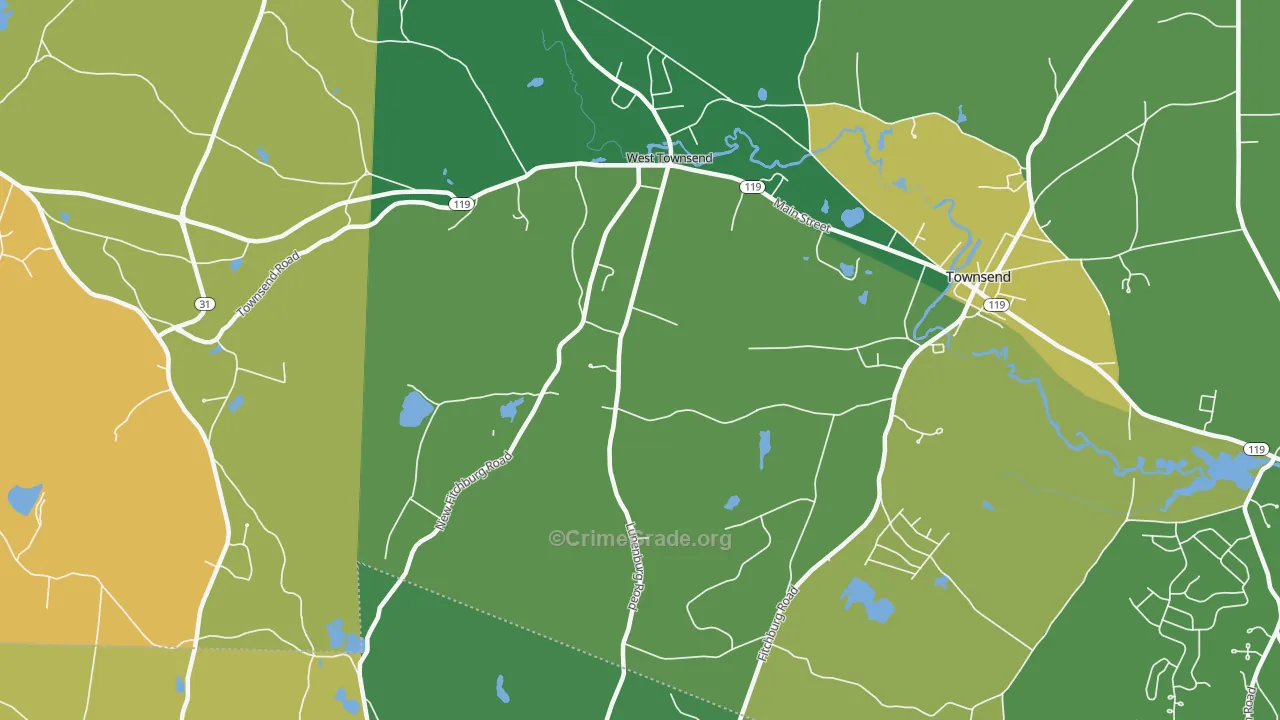 West Townsend, MA Map of Murder Rates