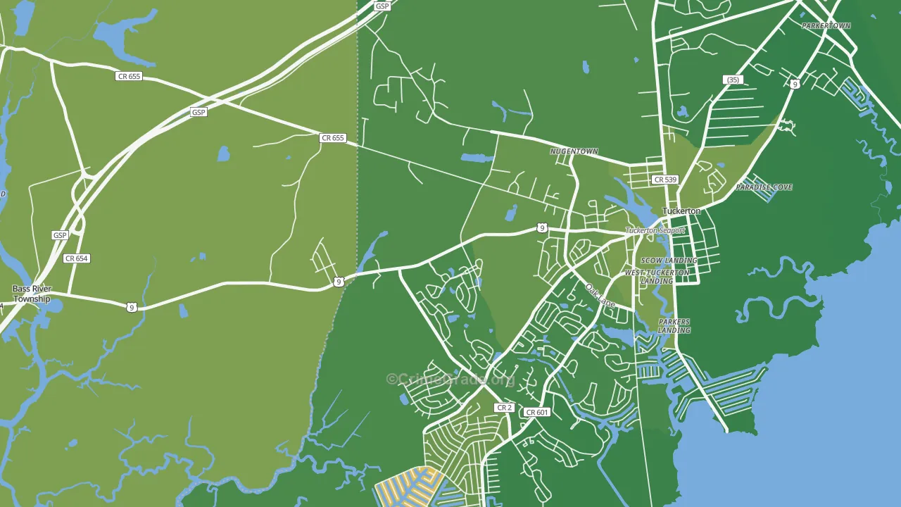 West Tuckerton, NJ Map of Murder Rates
