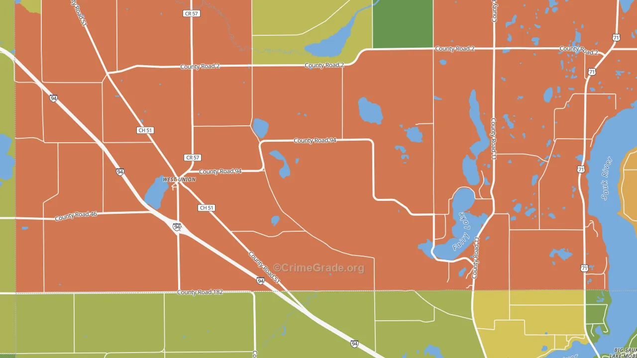 West Union, MN Map of Murder Rates