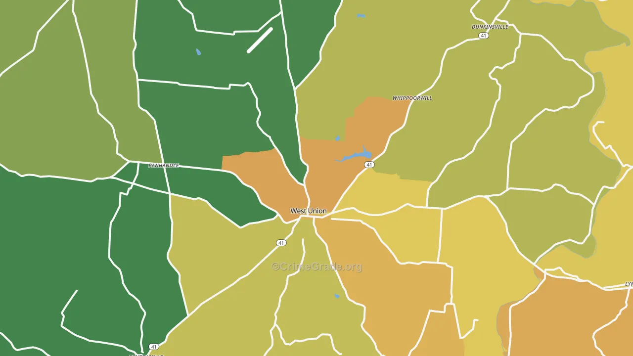 West Union, OH Map of Murder Rates