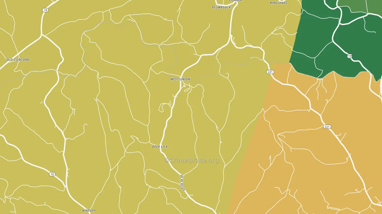 West Union, PA Map of Murder Rates