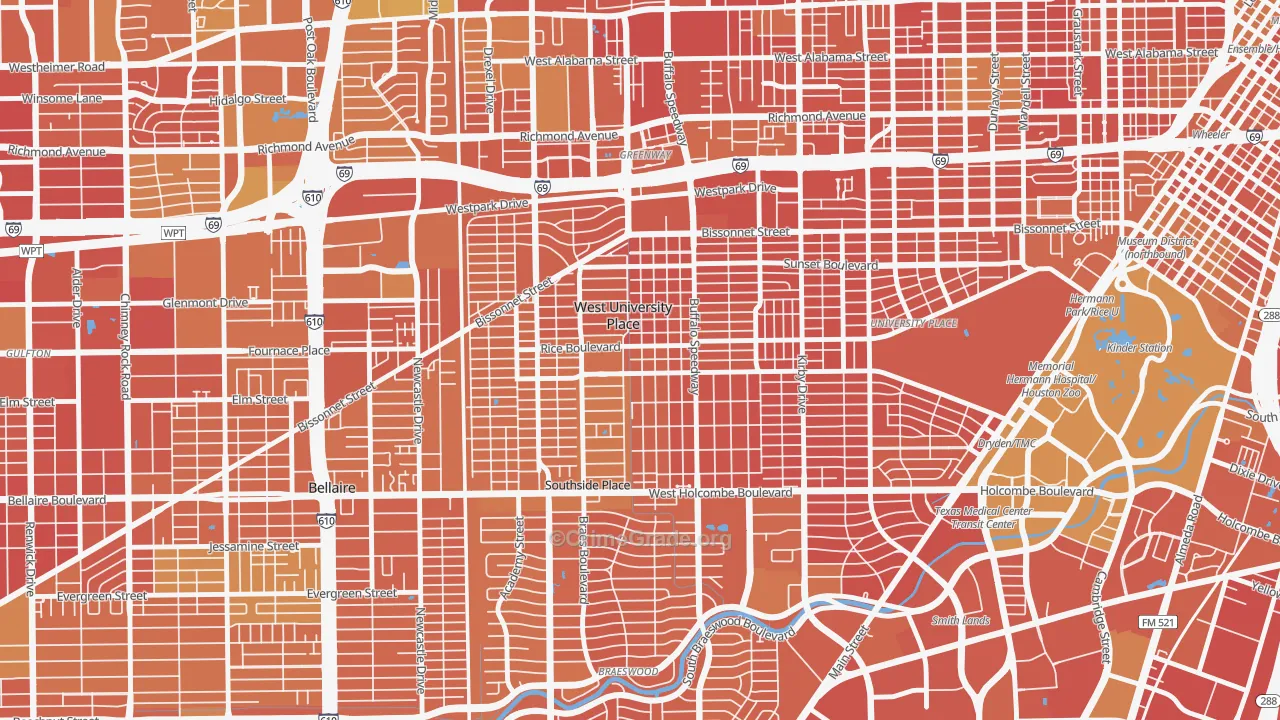 West University Place, TX Map of Murder Rates
