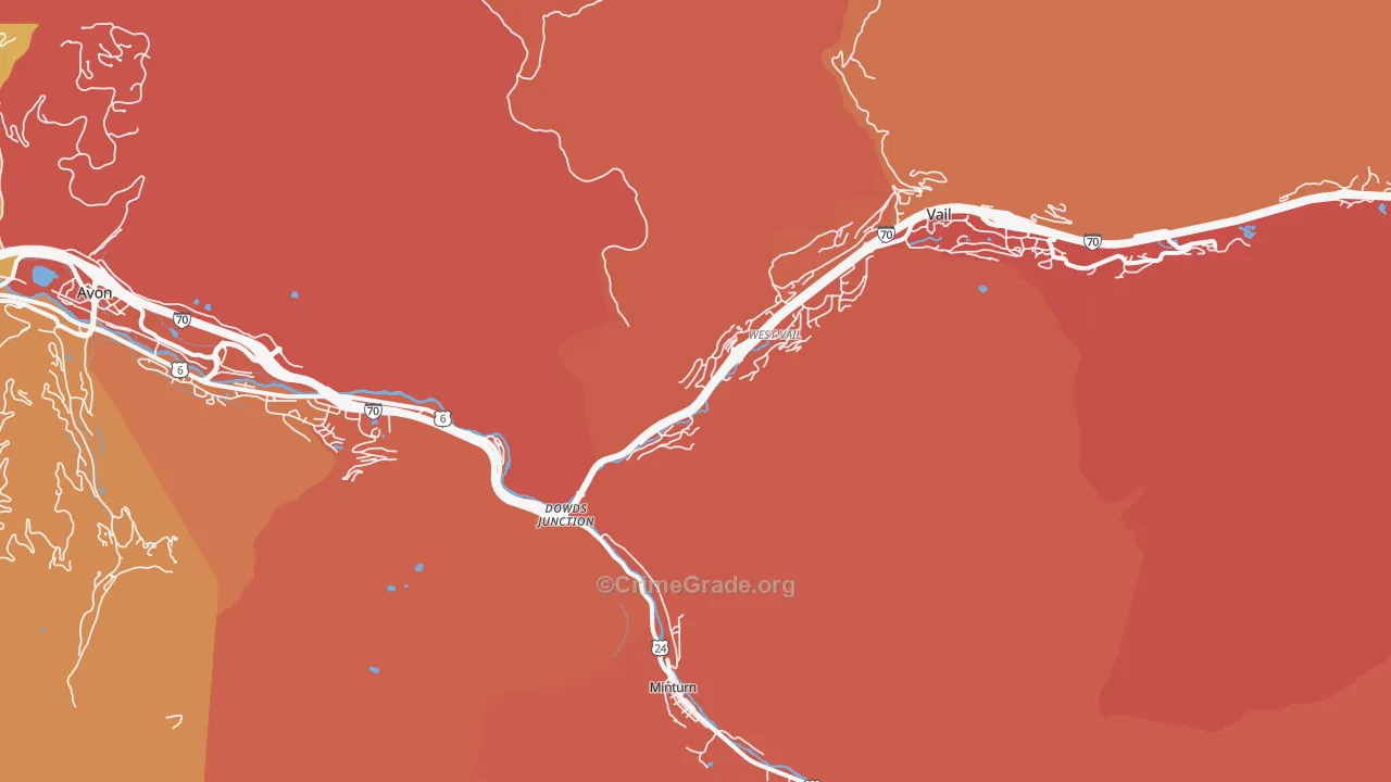 West Vail, CO Map of Murder Rates