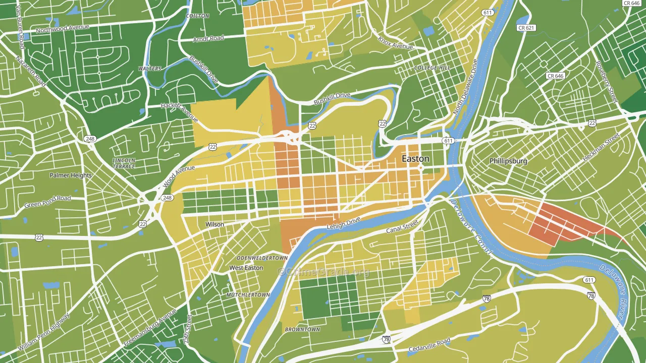 West Ward, Easton, PA Map of Murder Rates