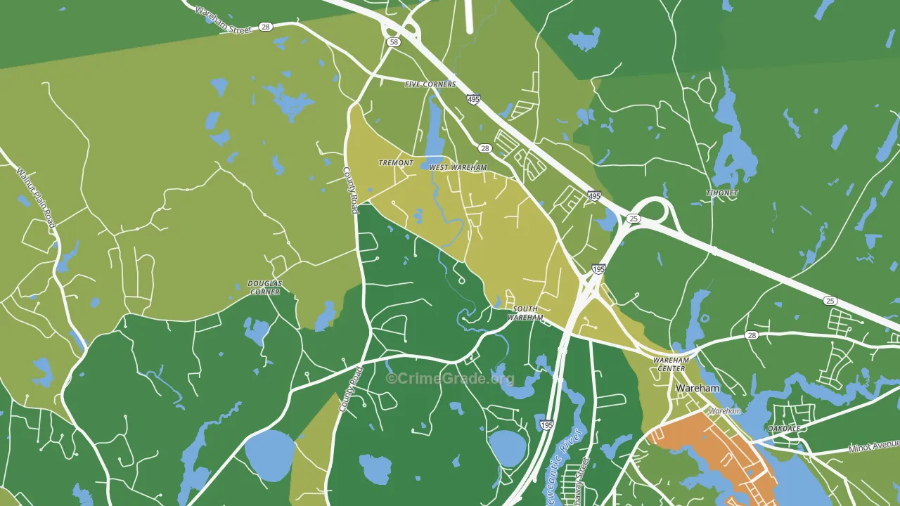 West Wareham, MA Map of Murder Rates