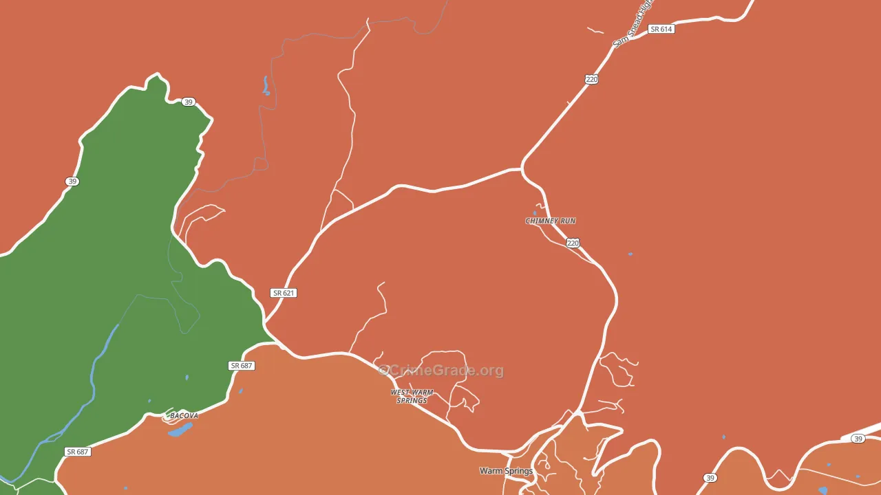 West Warm Springs, VA Map of Murder Rates
