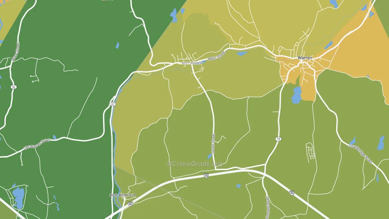 West Warren, MA Map of Murder Rates