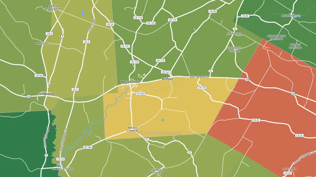 West Winfield, NY Map of Murder Rates