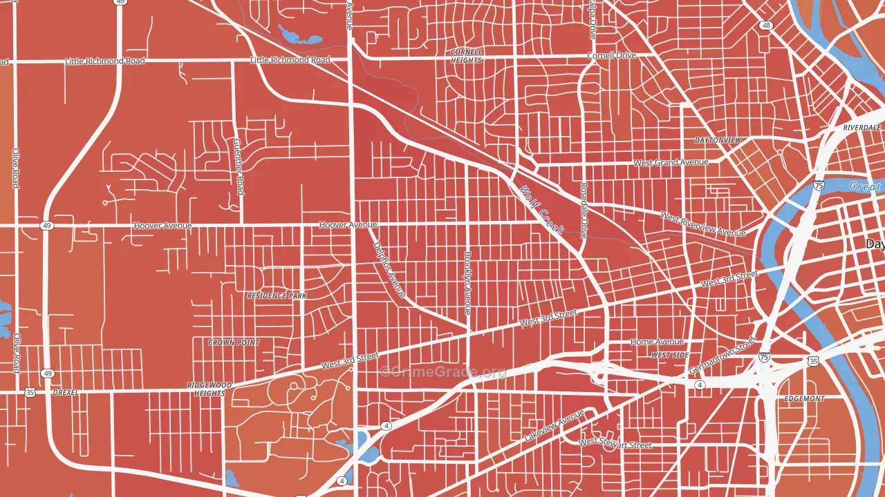 West Wood, Dayton, OH Map of Murder Rates
