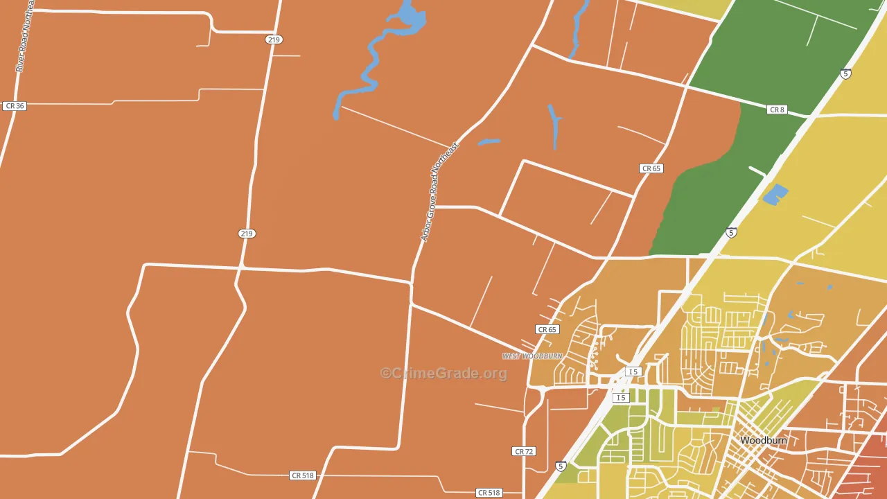 West Woodburn, OR Map of Murder Rates