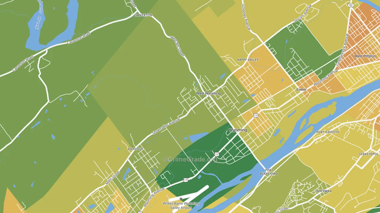 West Wyoming, PA Map of Murder Rates