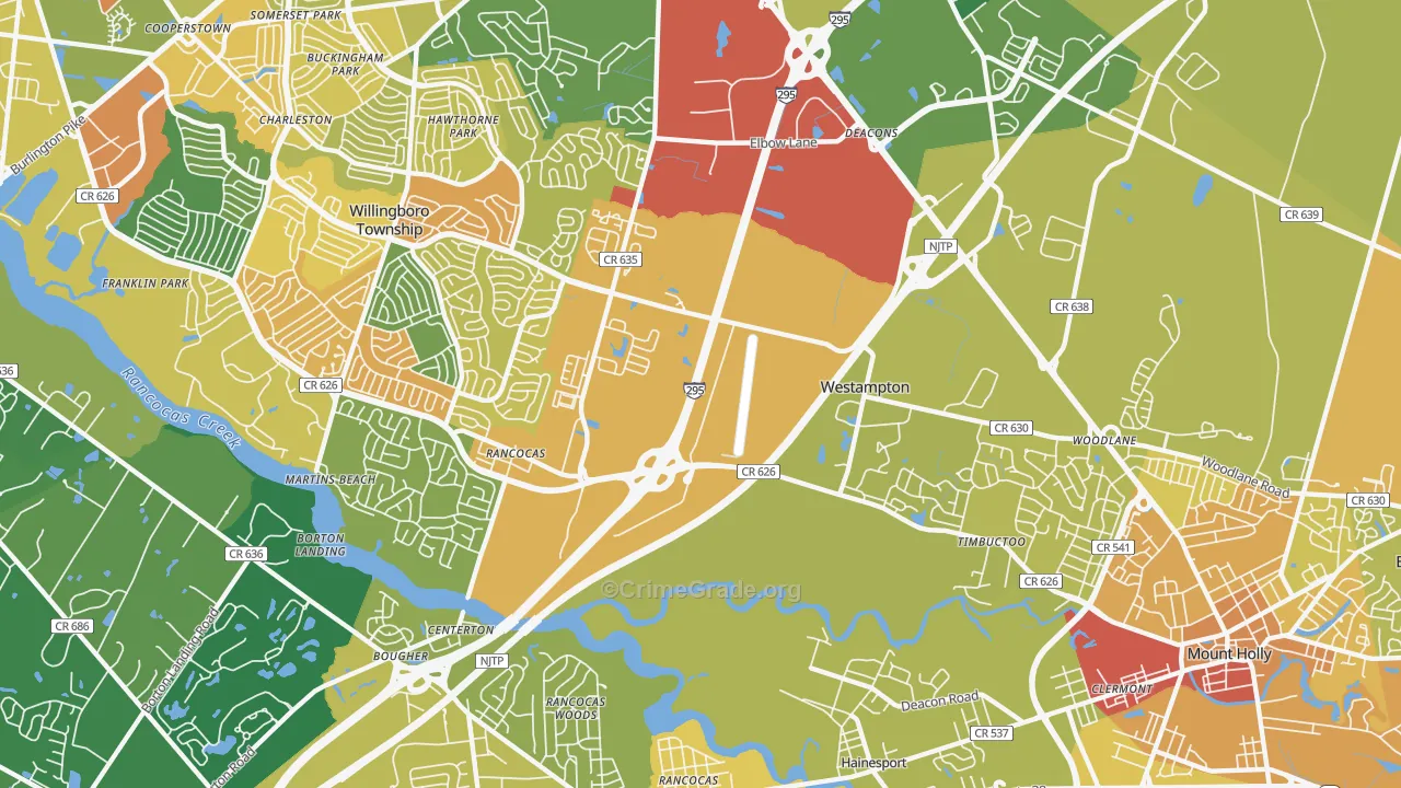 Westampton, NJ Map of Murder Rates