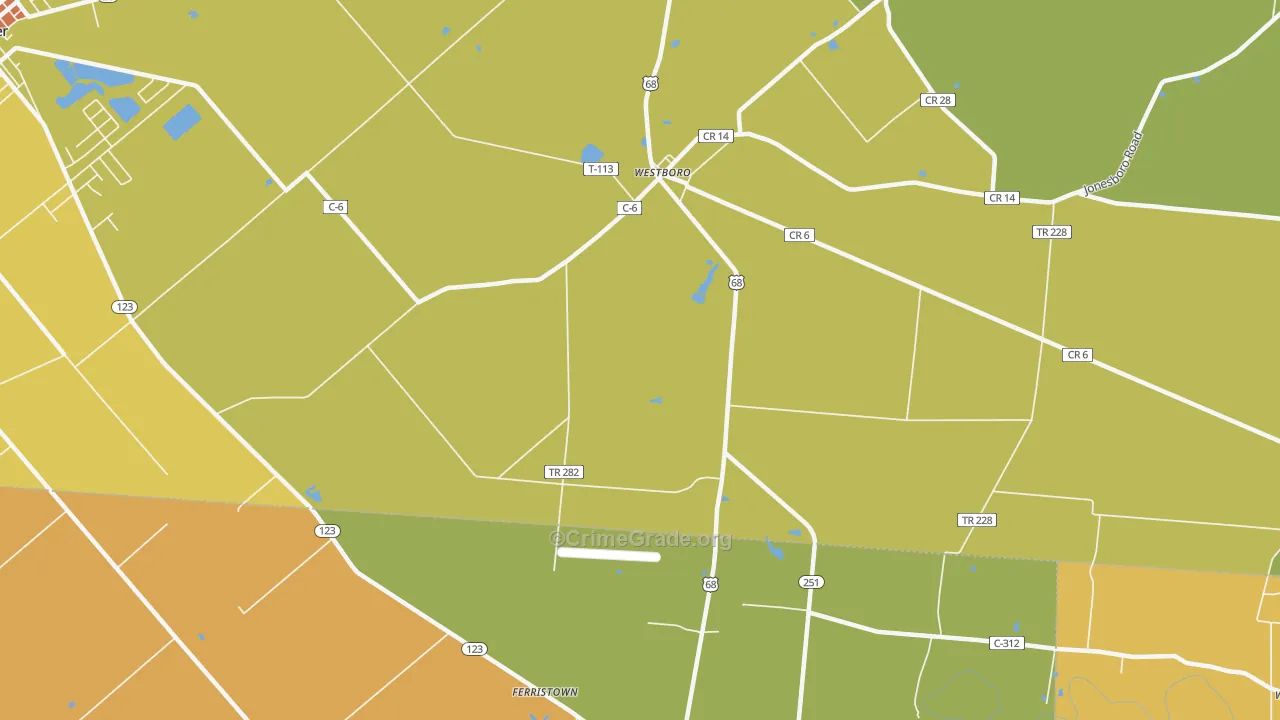 Westboro, OH Map of Murder Rates