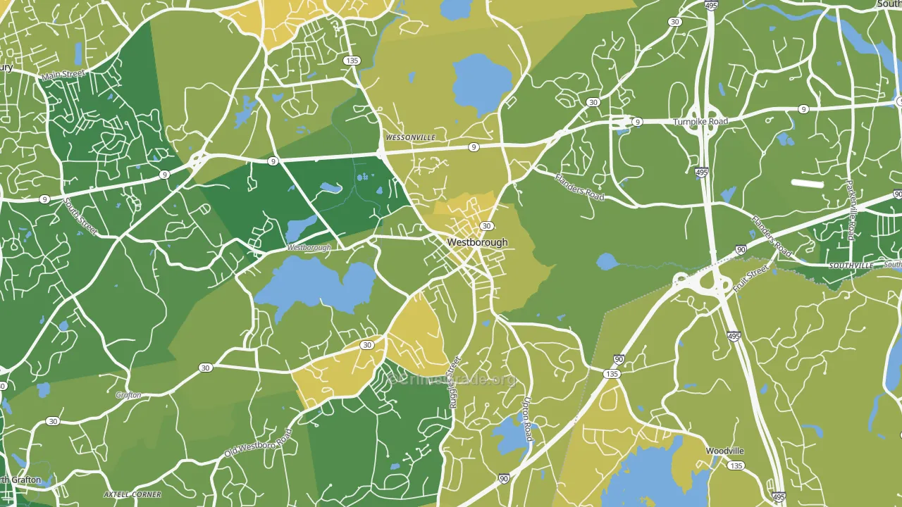 Westborough, MA Map of Murder Rates