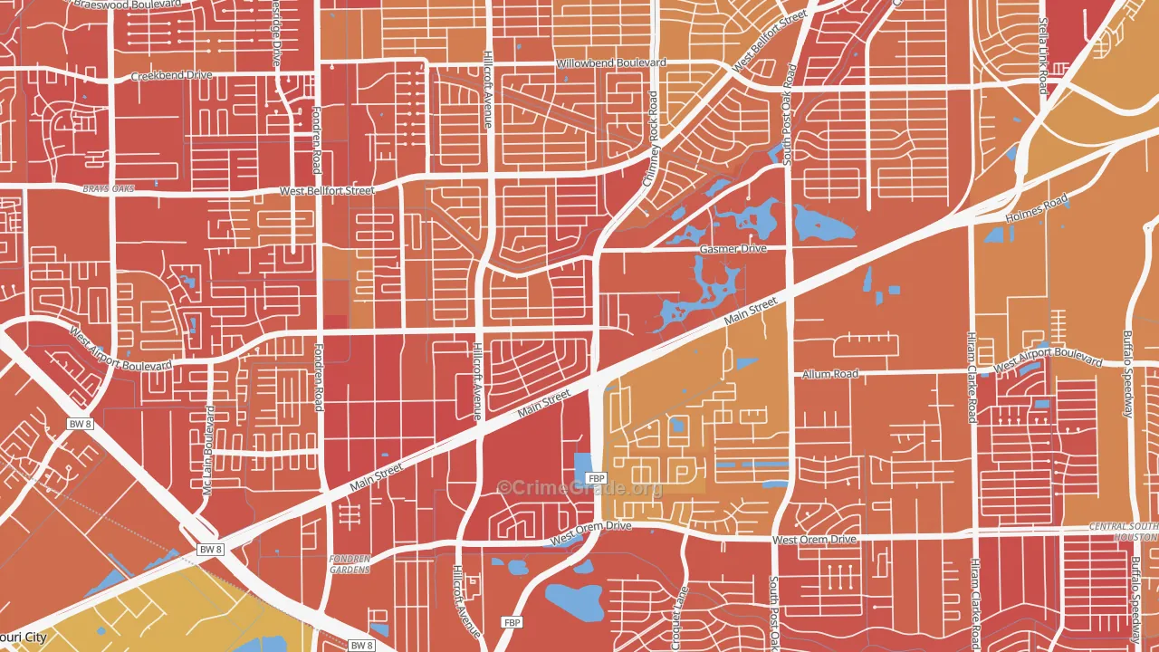 Westbury, Houston, TX Map of Murder Rates