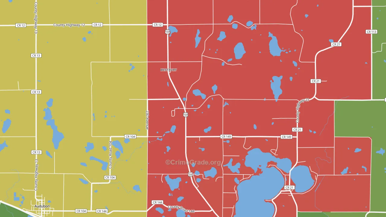 Westbury, MN Map of Murder Rates