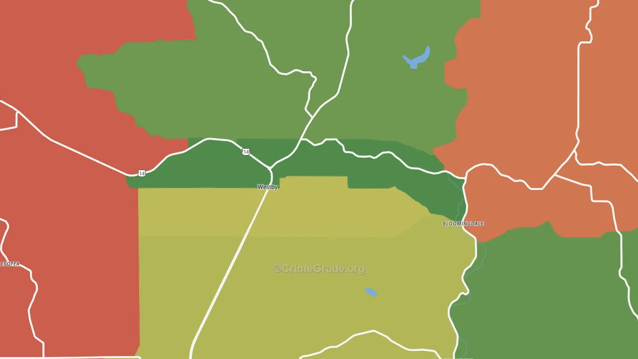 Westby, WI Map of Murder Rates