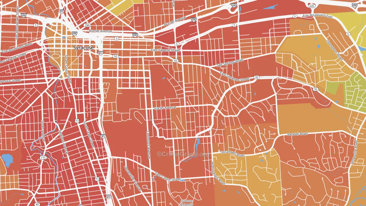 Westcott, Syracuse, NY Map of Murder Rates