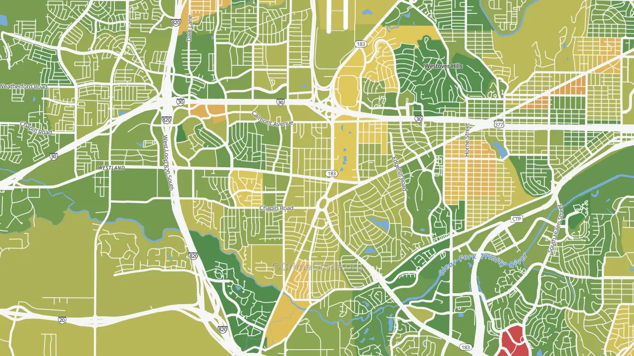 Western Hills Fort Worth, Fort Worth, TX Map of Murder Rates