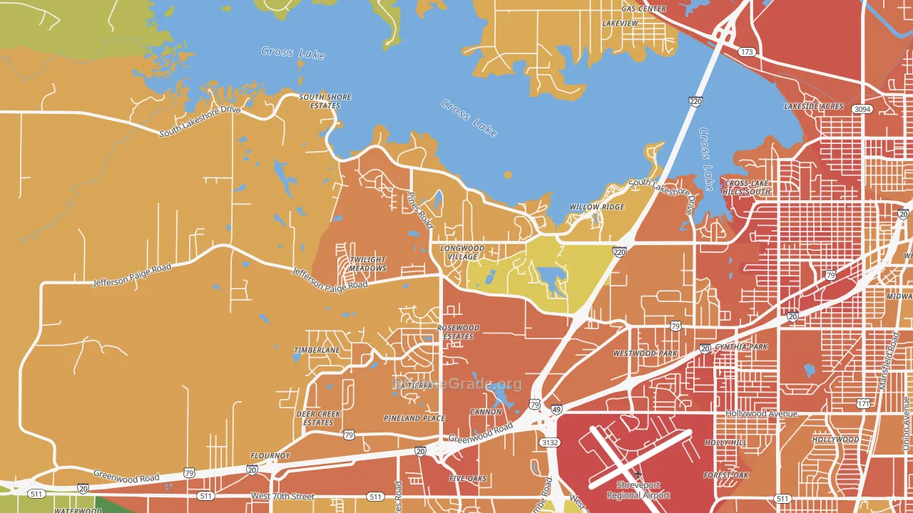 Western Hills Yarborough, Shreveport, LA Map of Murder Rates