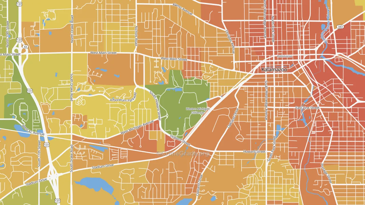 Western Michigan University-KRPH, Kalamazoo, MI Map of Murder Rates