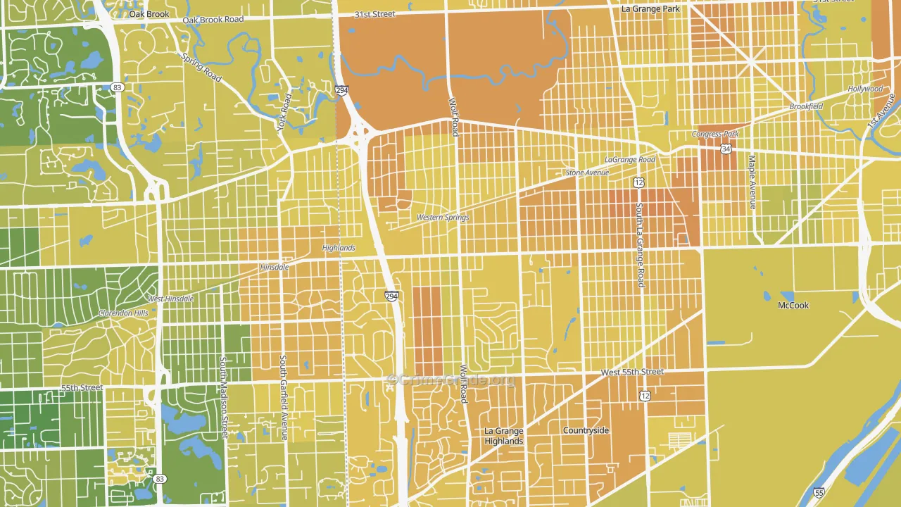 Western Springs, IL Map of Murder Rates