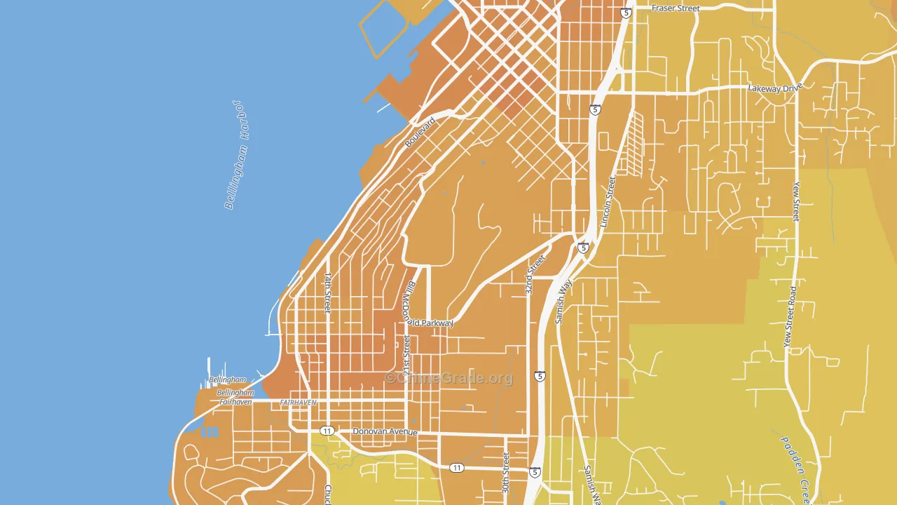 Western Washington University, Bellingham, WA Map of Murder Rates