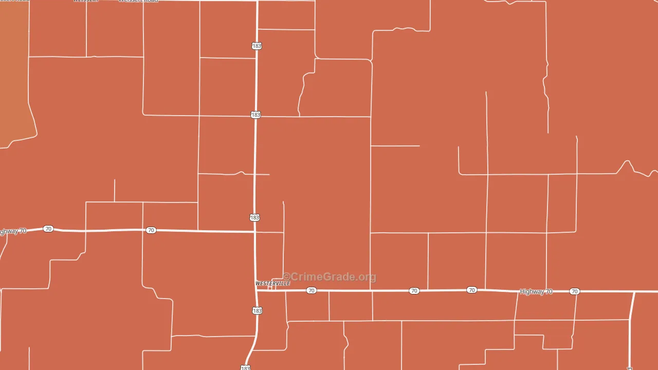 Westerville, NE Map of Murder Rates