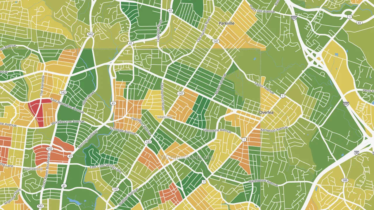 Westfield, Baltimore, MD Map of Murder Rates