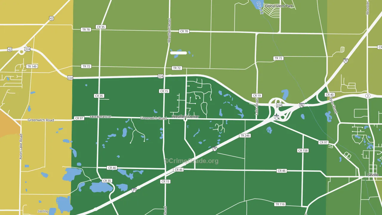 Westfield Center, OH Map of Murder Rates