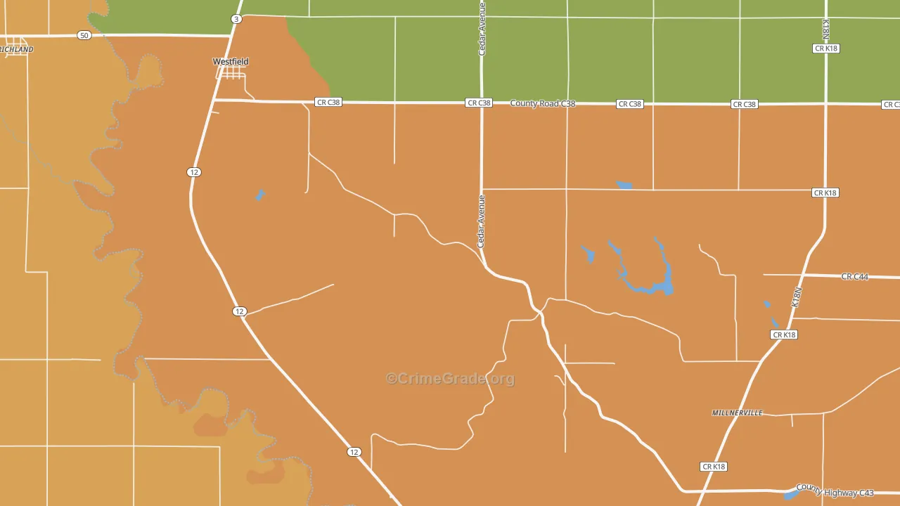 Westfield, IA Map of Murder Rates