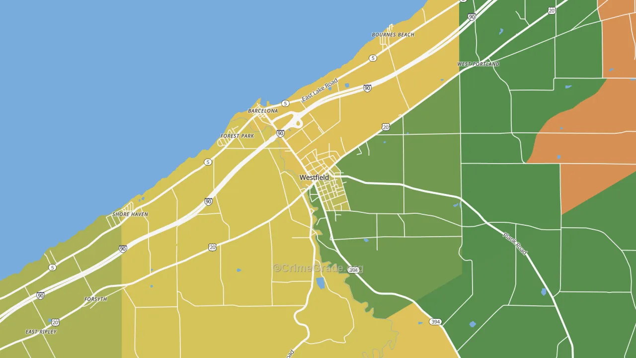 Westfield, NY Map of Murder Rates