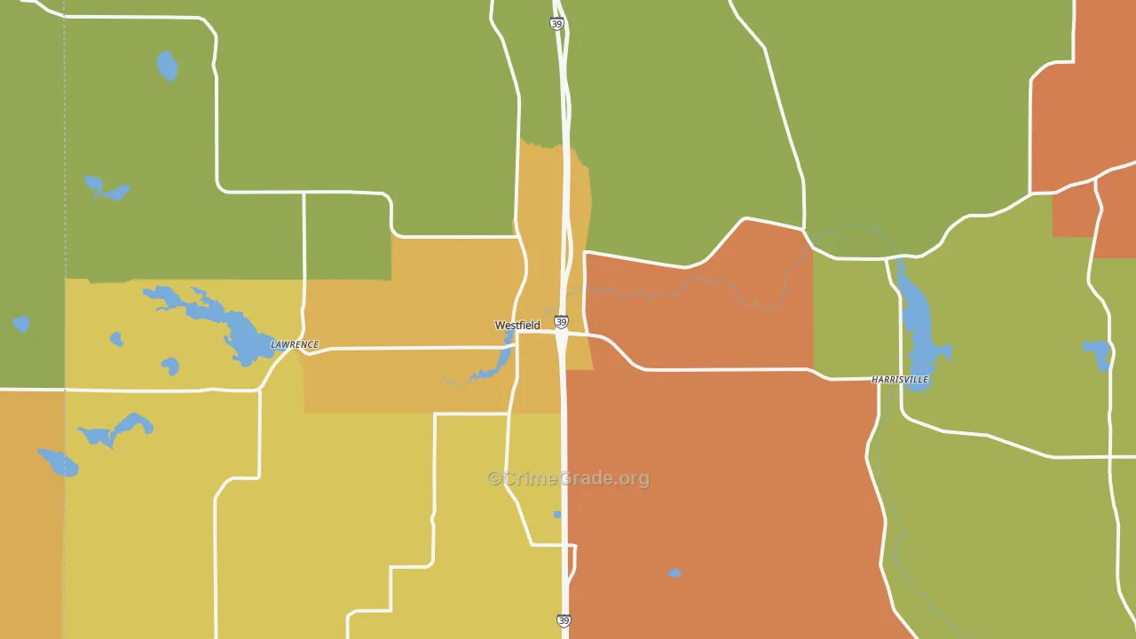 Westfield, WI Map of Murder Rates