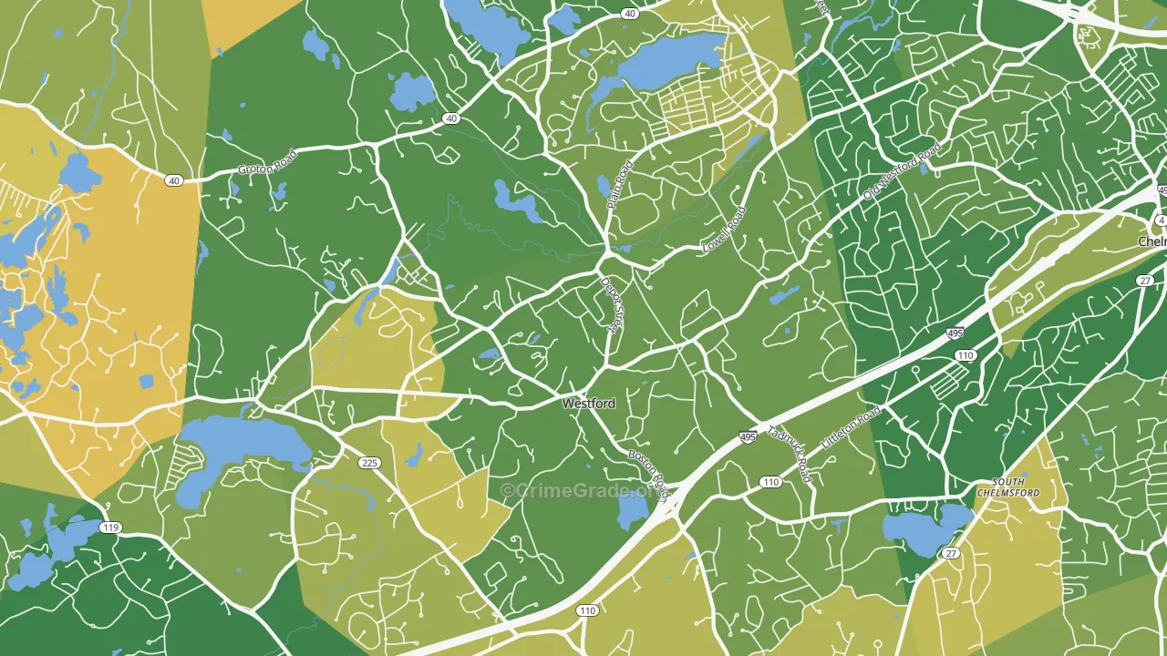 Westford, MA Map of Murder Rates