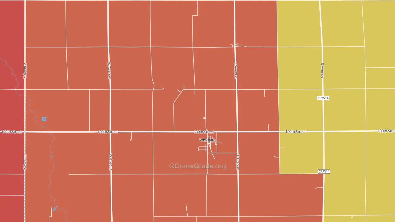 Westgate, IA Map of Murder Rates