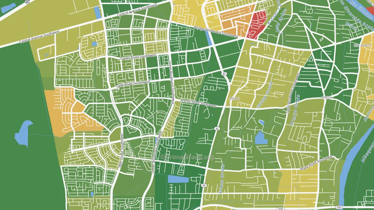 Westgate Vecinos, Albuquerque, NM Map of Murder Rates